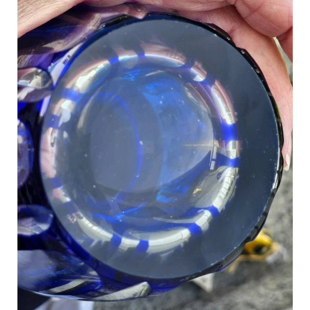 Cobalt Blue Block Crystal Vase San Carlos Crystal Collection 8 1/4
